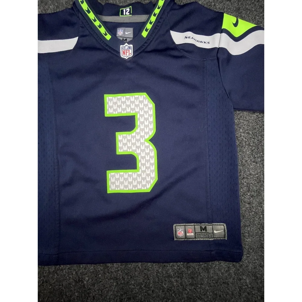 Nike Seattle Seahawks On Field Jersey Youth Medium Blue Russell Wilson #3 NFL